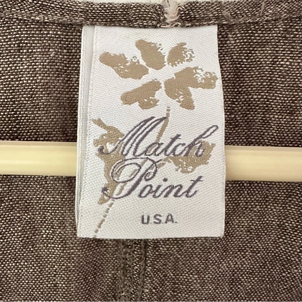 Match Point Linen Top Oversized Lagenlook Sz M Brown/Tan Lagenlook Minimalist - Picture 3 of 8